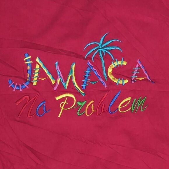 Vintage Super T’s Men’s XL Jamaica No Problem Embroidered Red T-Shirt - Picture 4 of 6